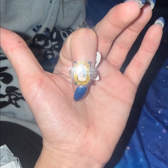 Bomb Party Jewelry - Elegant Silver Ring with Radiant Yellow Stone